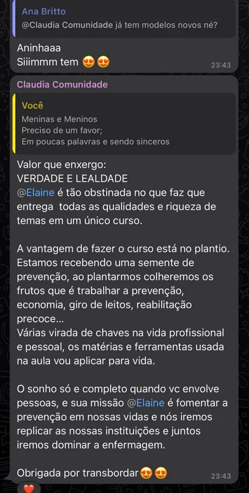 Depoimento de Claudia Rocha: elogia a verdade, lealdade e riqueza do curso — aprendizados sobre prevenção e mudanças positivas na vida profissional e pessoal